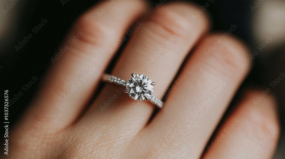 Fototapeta premium Elegant Diamond Ring on Hand