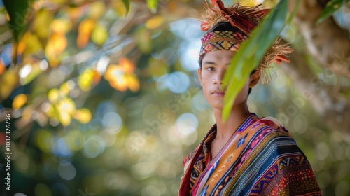 Indigenous Man in Traditional Attire photo