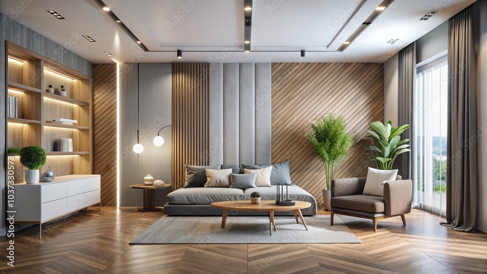 Obraz premium Modern Room Interior with Wall and Floor Background for Home Decor Inspiration