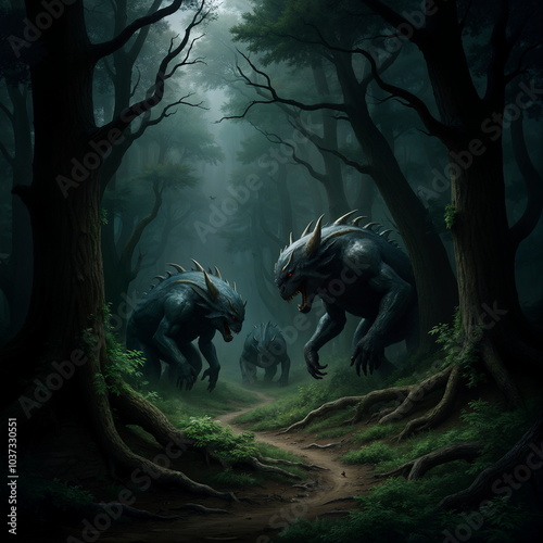 Monsters In Dark Forest