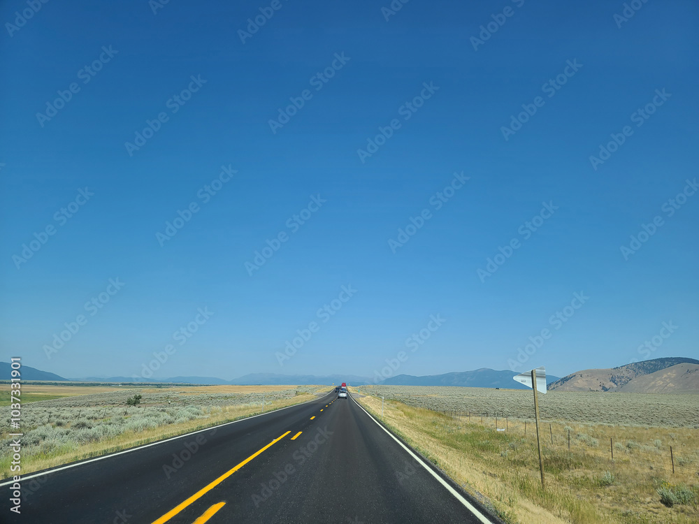 Fototapeta premium Scenic Open Road Through Golden Landscape
