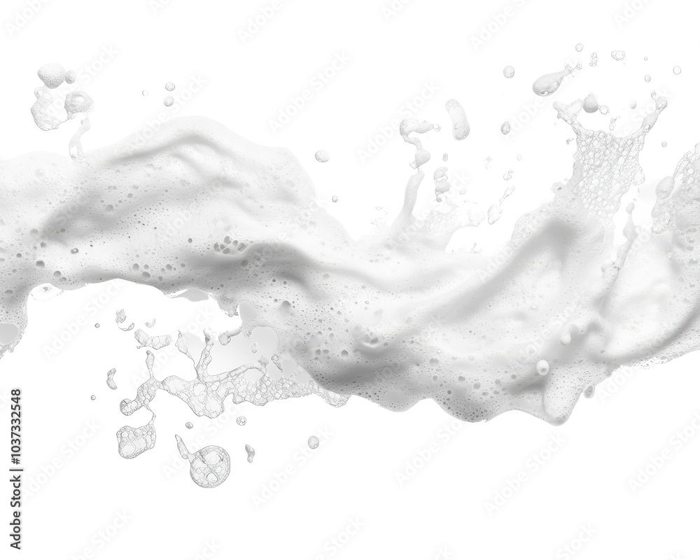 white soap foam splashes on transparent background