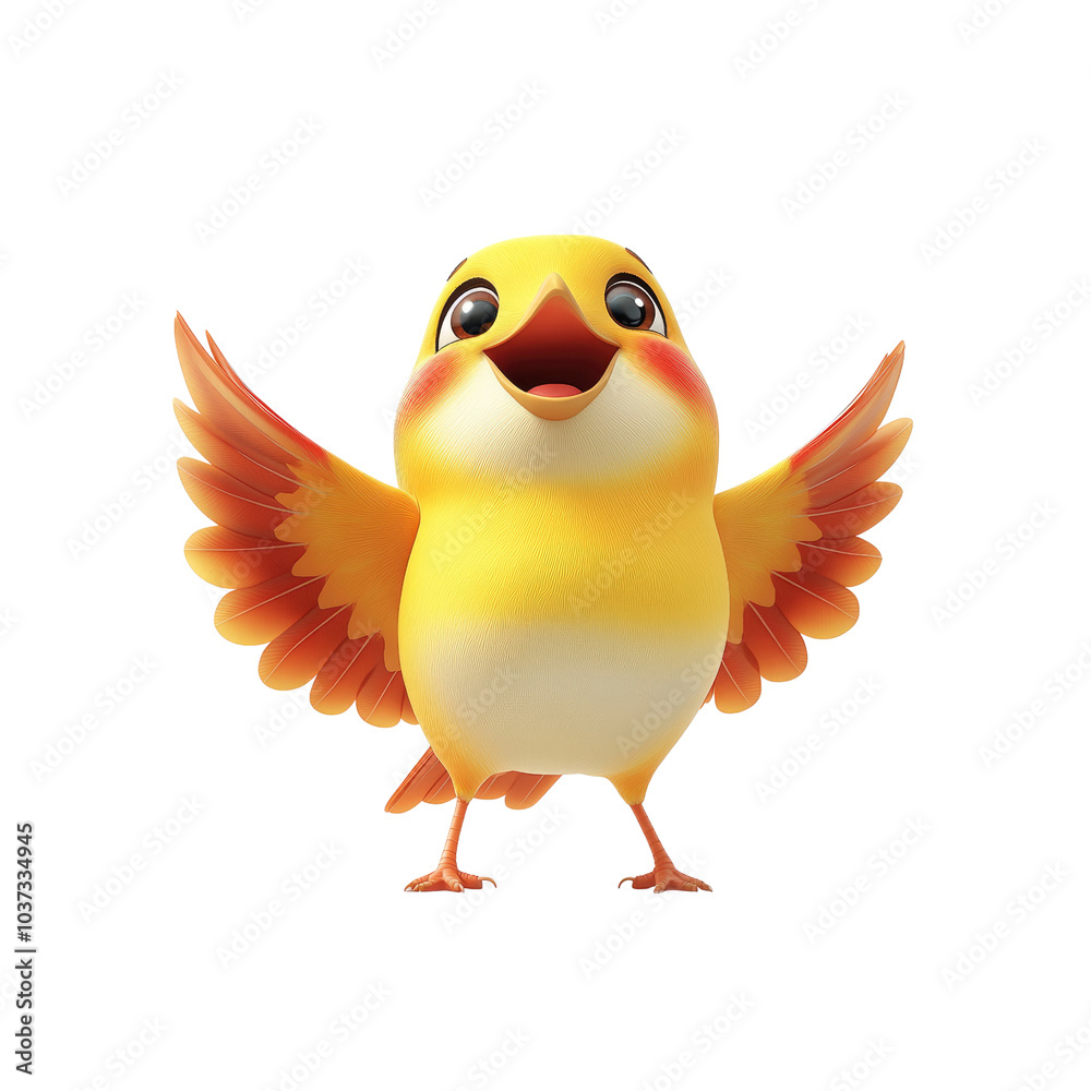 Happy Yellow Bird with Open Wings Happy Yellow Bird with Open Wings
