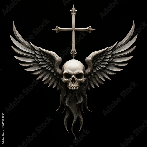 Winged Skull With Cross