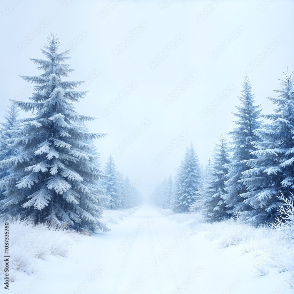 Naklejka premium Winter Background With Frozen Trees