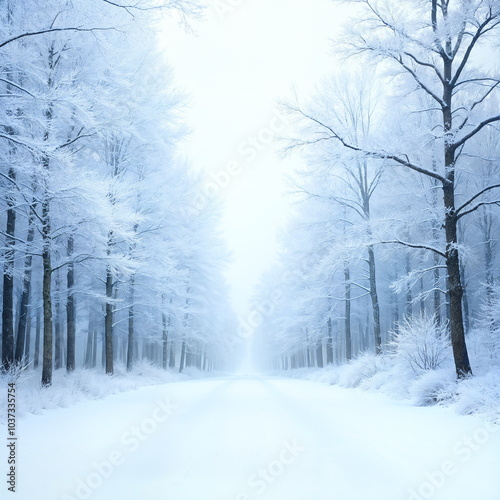 Winter Background With Frozen Trees