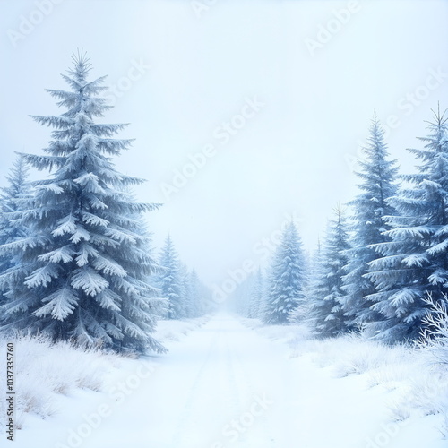 Winter Background With Frozen Trees