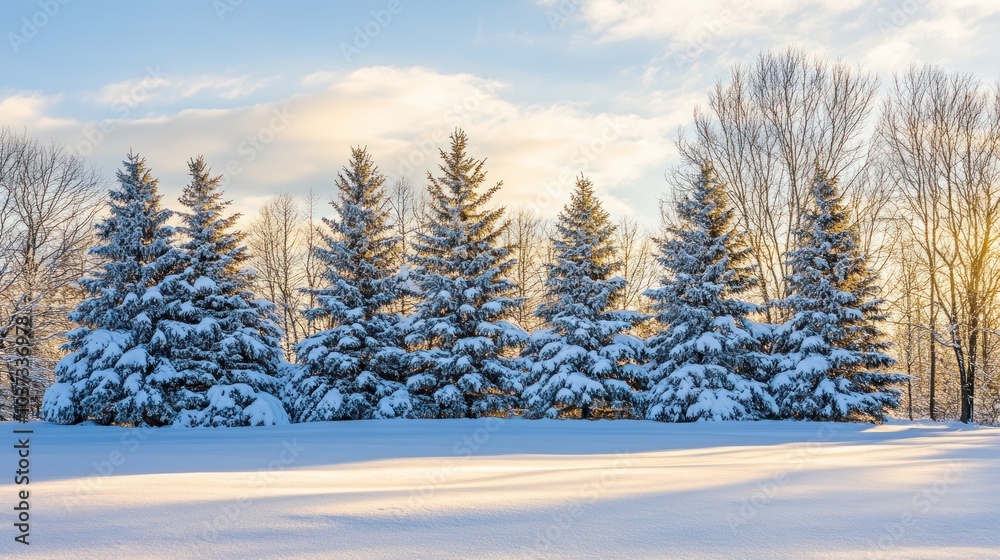 Snowy Forest Trees at Sunset Snowy Forest Trees at Sunset