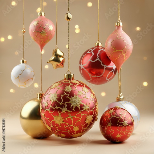 3D Render Of Christmas Baubles