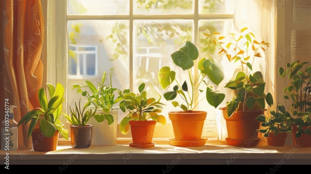 Sunlight Illuminates Houseplants Sunlight Illuminates Houseplants