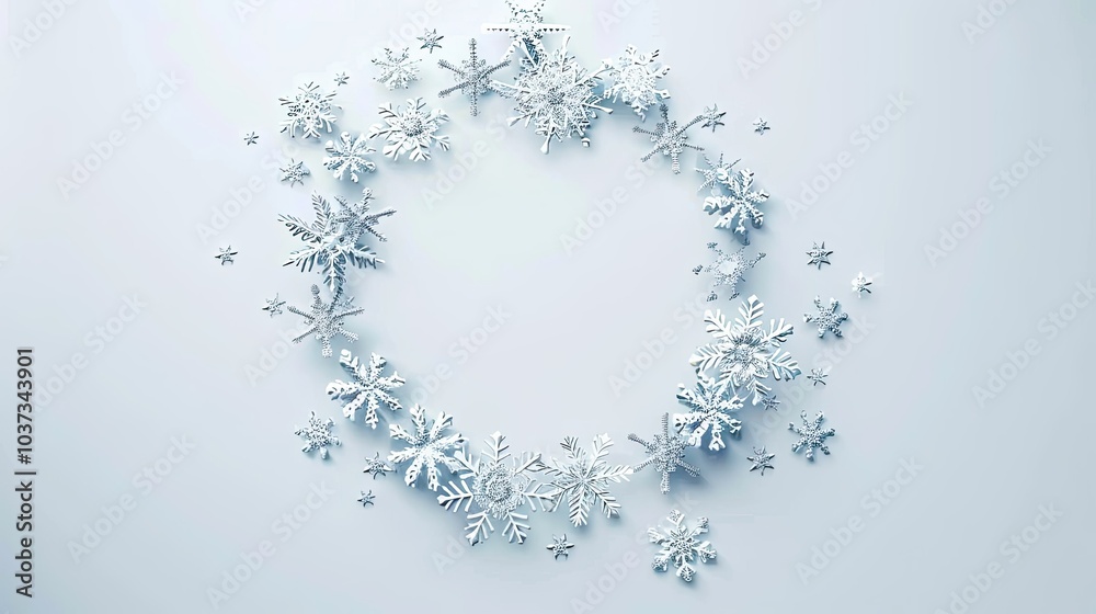 white snowflakes around the edge of an empty circle