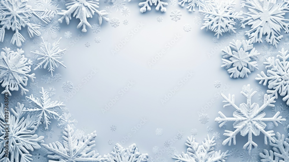 white snowflakes around the edge of an empty circle