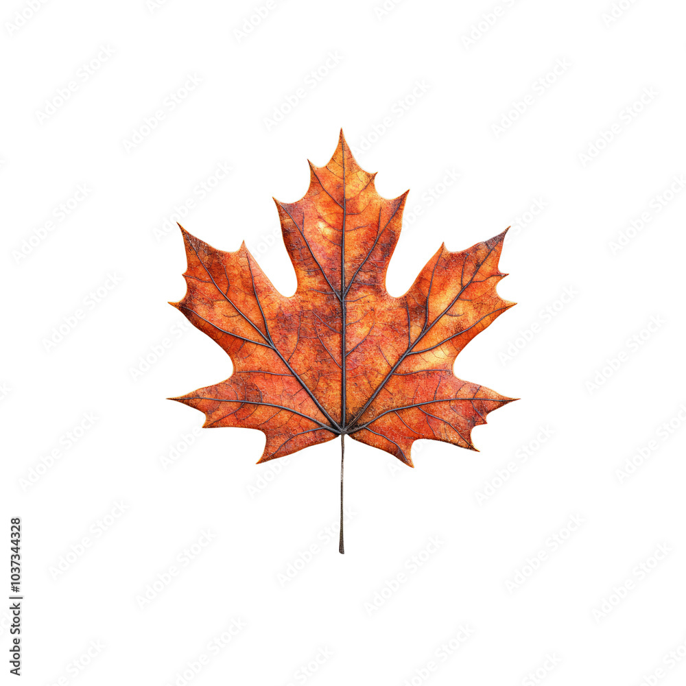 Naklejka premium Single Dried Maple Leaf on White Background