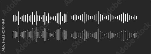 Podcast soundwave line of voice, music sound waves vector icon illustration. Sound wave vector icon, Sound waves icon vector 