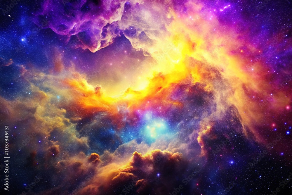 Fototapeta premium Purple gas nebulae in space and sparkling stars