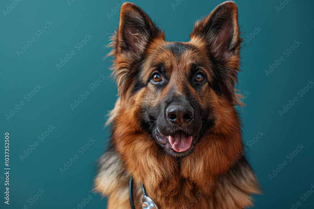 Dog and stethoscope isolated on black background. Little dog on reception at veterinary doctor. Generative AI Dog and stethoscope isolated on black background. Little dog on reception at veterinary doctor. Generative AI