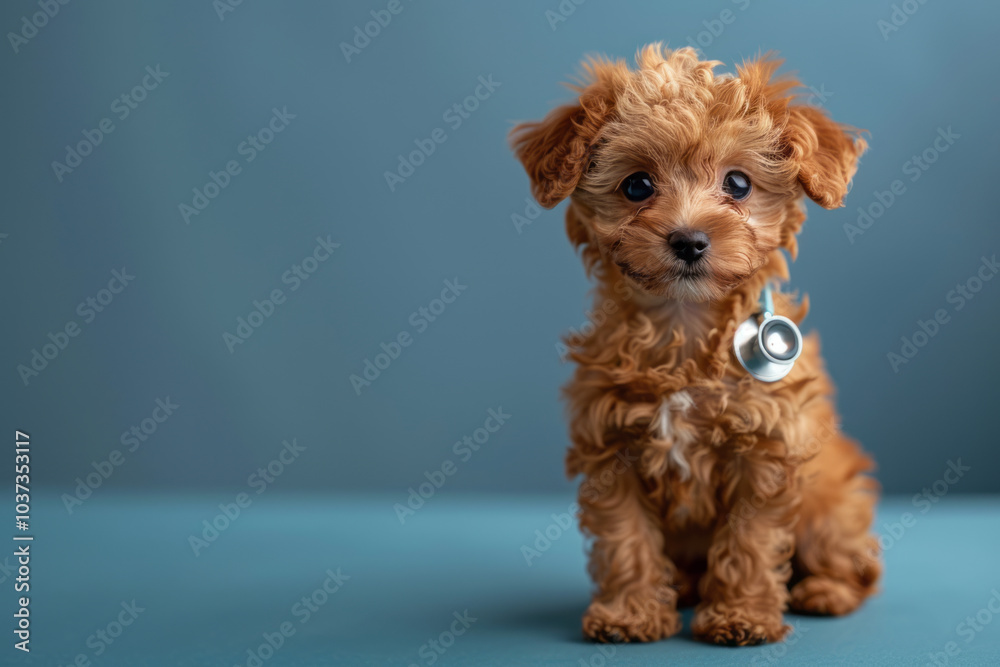 Dog and stethoscope isolated on black background. Little dog on reception at veterinary doctor. Generative AI Dog and stethoscope isolated on black background. Little dog on reception at veterinary doctor. Generative AI