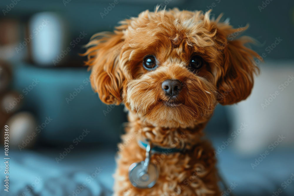 Dog and stethoscope isolated on black background. Little dog on reception at veterinary doctor. Generative AI Dog and stethoscope isolated on black background. Little dog on reception at veterinary doctor. Generative AI