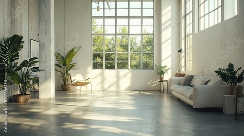 Bright and Airy Modern Living Room with Plants