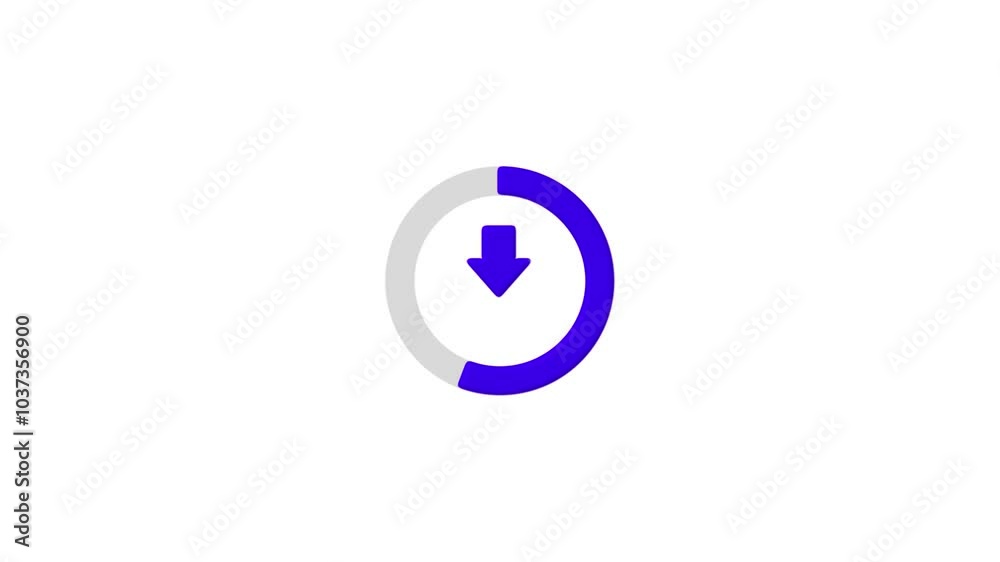 Animated download icon with circle on white background. Updated and loaded animation.Files download and upload icon. Animated download icon with circle on white background. Updated and loaded animation.Files download and upload icon.
