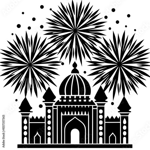 Diwali Fireworks vector silhouette 