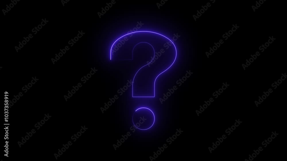 Neon glowing question mark icon animation black background. Neon question mark icon concept. Neon glowing question mark icon animation black background. Neon question mark icon concept.