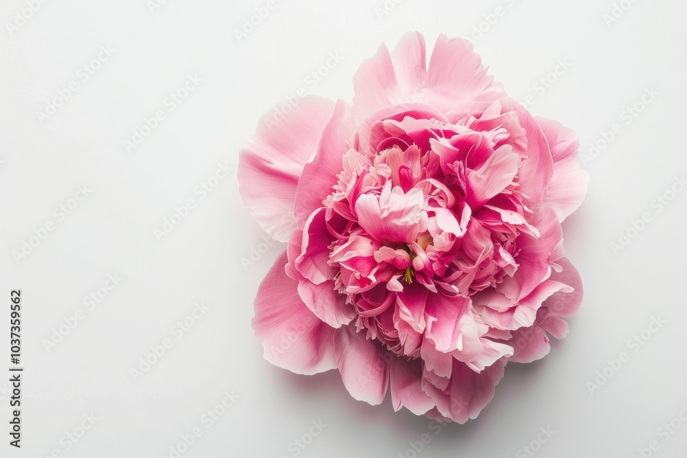 Pink peony flower on a white background, showcasing its delicate petals and vibrant color contrast, perfect for floral themes or nature inspired design concepts Pink peony flower on a white background, showcasing its delicate petals and vibrant color contrast, perfect for floral themes or nature inspired design concepts