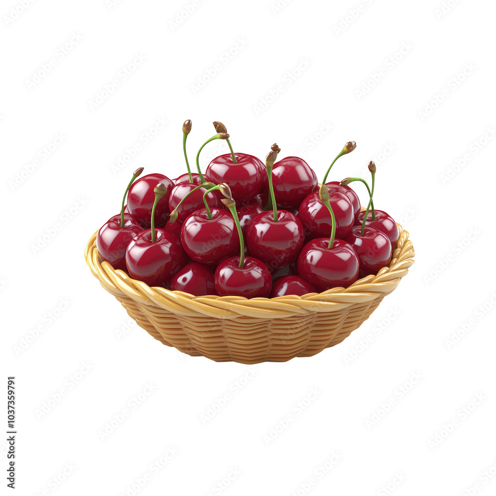 Ripe Cherries in a Basket