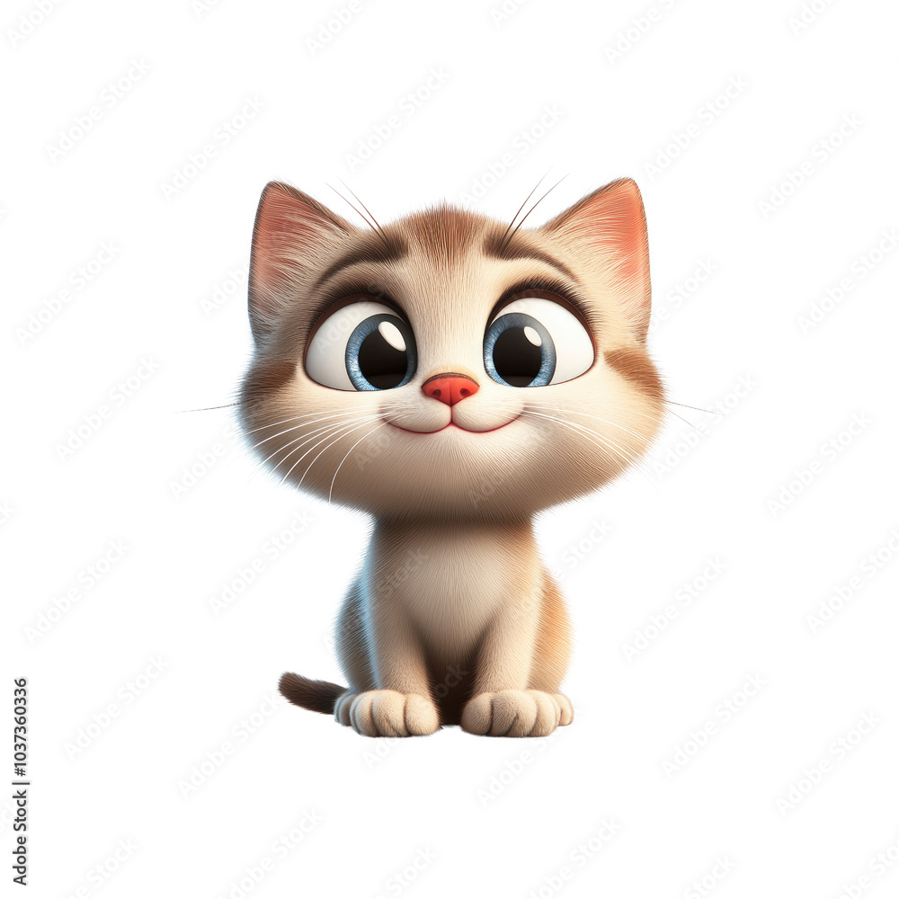 Adorable Cartoon Kitten with Big Blue Eyes Adorable Cartoon Kitten with Big Blue Eyes