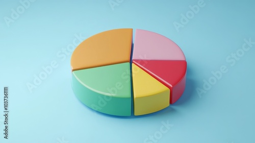 Colorful Pie Chart on Blue Background for Business Use