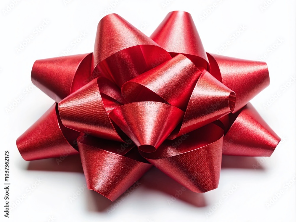 Red Gift Bow Ribbon Isolated on White Background for Holiday Packaging and Decoration Red Gift Bow Ribbon Isolated on White Background for Holiday Packaging and Decoration