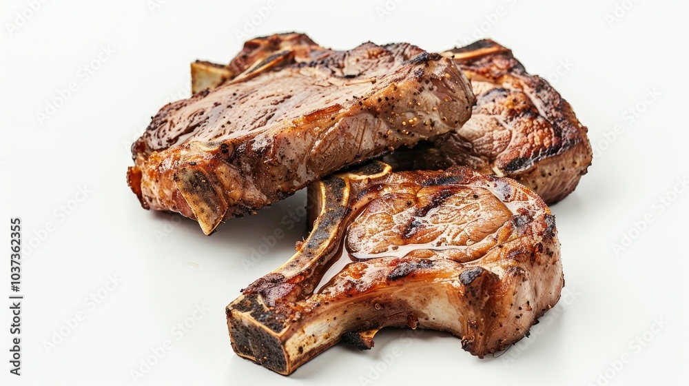 Pork chops isolated on a white background