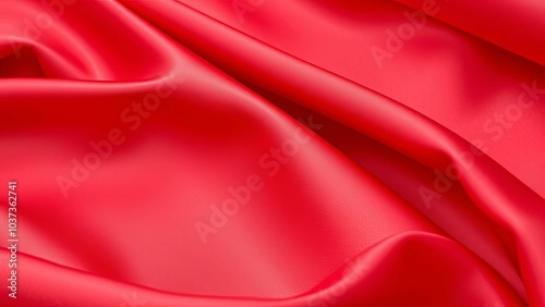 Close-Up of Vibrant Red Silk Fabric Texture  
 photo