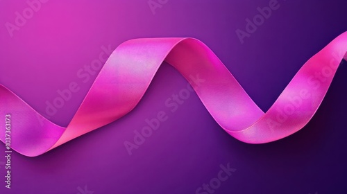 A pink ribbon on a purple background