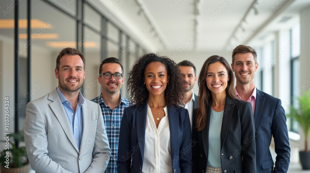 Diverse Group of Professional Business Team in Bright Office Environment - Leadership, Teamwork, and Collaboration Diverse Group of Professional Business Team in Bright Office Environment - Leadership, Teamwork, and Collaboration