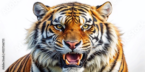 Roaring Tiger Illustration on White Background for Wildlife and Nature Enthusiasts