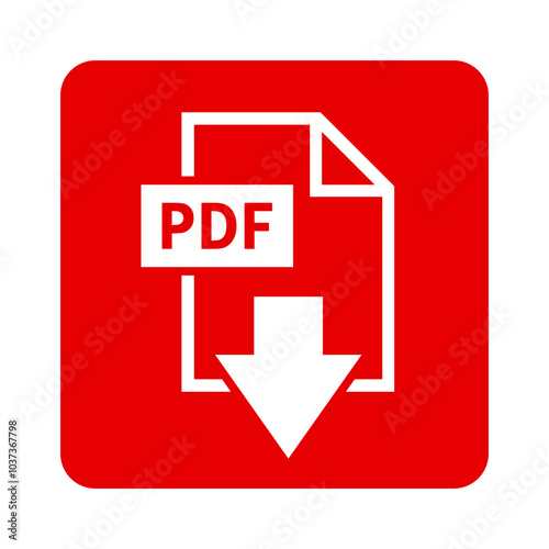 biała ikona pobierania plików PDF na czerwonym tle