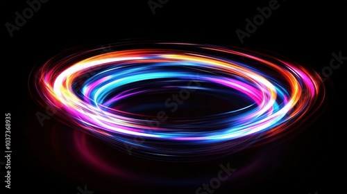 Vibrant Light Swirls in Motion Against Dark Background