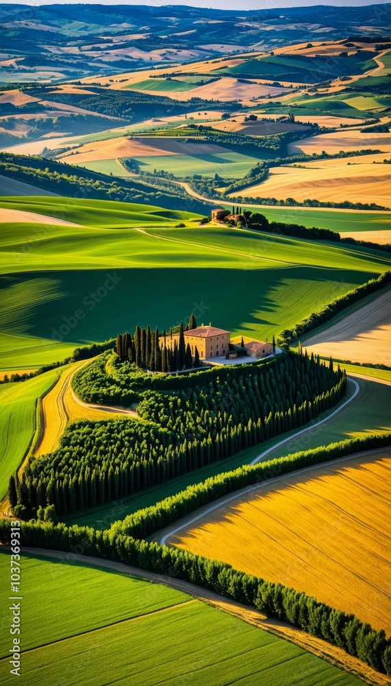 Obraz premium Aerial View of Val d'Orcia and Crete Senesi