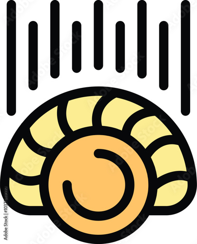 Simple vector icon of a seashell making the sounds of the sea