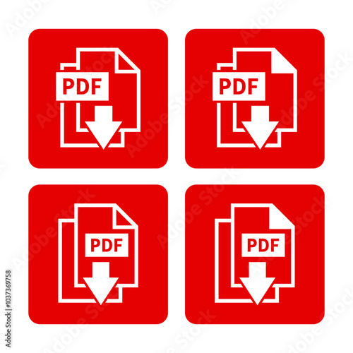 biała ikona pobierania plików PDF na czerwonym tle