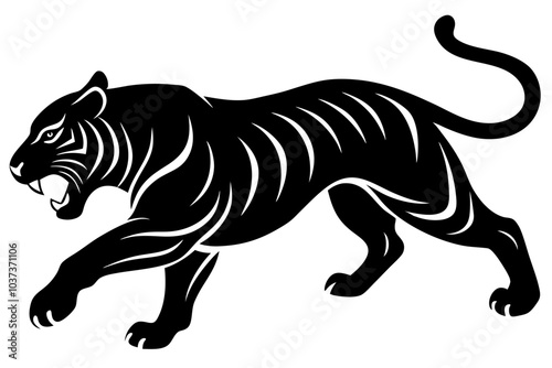 a powerful majestic tiger silhouette vector