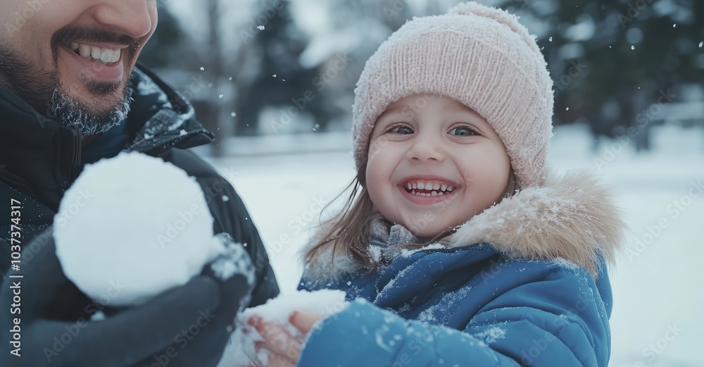Happy Winter Games: Father and Daughter Playing in the Snow. AI generated illustration Happy Winter Games: Father and Daughter Playing in the Snow. AI generated illustration