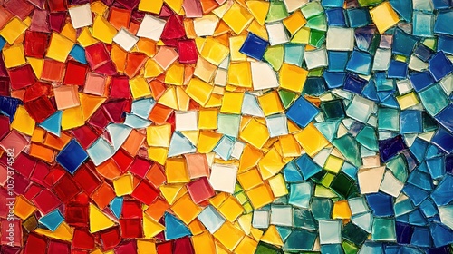 Colorful Mosaic Tiles in Vibrant Arrangement