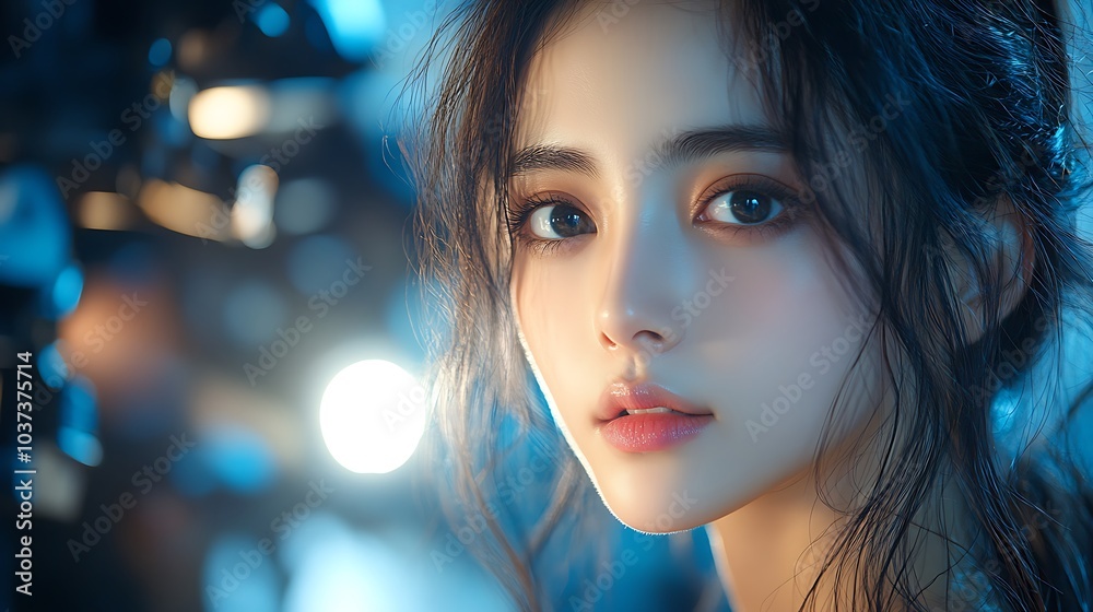 Studio assistants setting up props and lighting equipment for a high-fashion photoshoot with a Chinese model Studio assistants setting up props and lighting equipment for a high-fashion photoshoot with a Chinese model