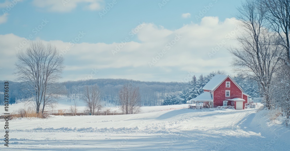 Northeast Rural Winter Scene. AI generated illustration. Northeast Rural Winter Scene. AI generated illustration.