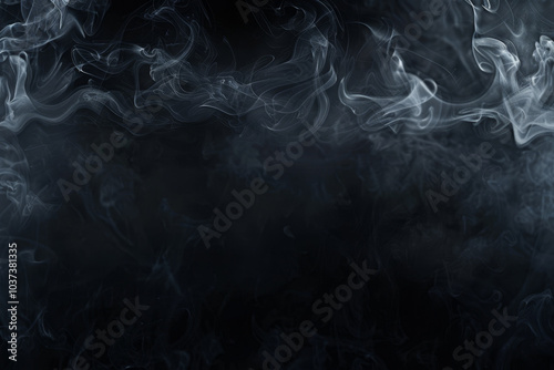 Delicate tendrils of smoke drift across a dark backdrop, forming intricate patterns that evoke a sense of mystery and intrigue in this abstract display