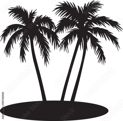 Palm tree silhouette vector clipart, coconut tree silhouette isolated on a white background.