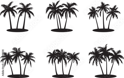 Palm tree silhouette vector clipart, coconut tree silhouette isolated on a white background.