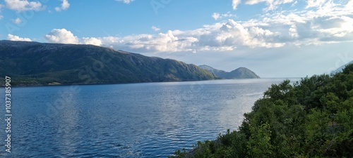 Majestic fjord view in nordland county, northern norway